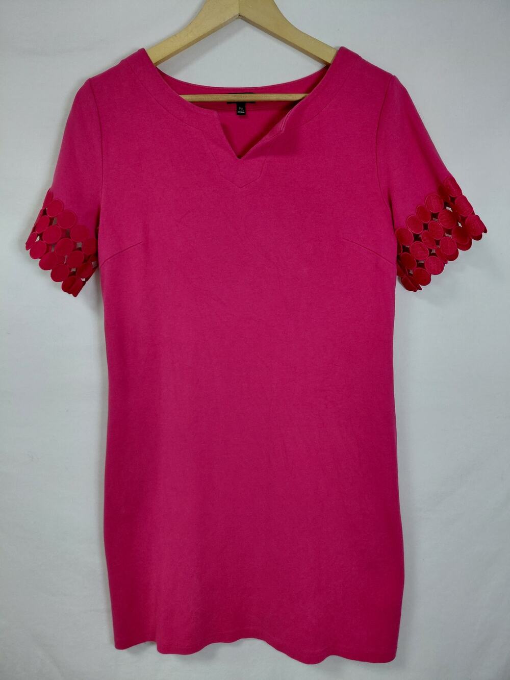 TALBOTS PETITE Cotton Dress with Lace Accents Solid Knit Women Size Mp